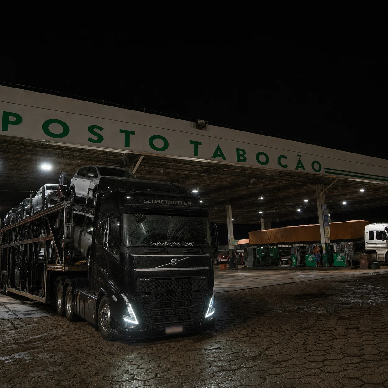 Embarque de veículos em operação da TransMH no Brasil